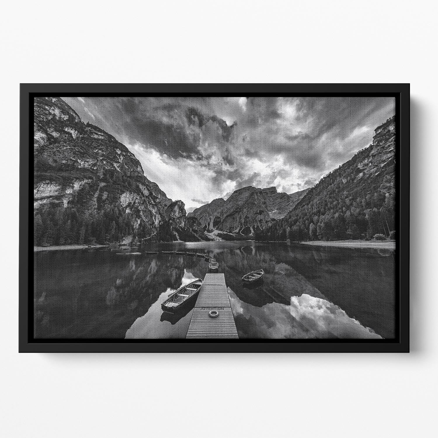 Braies' Shades Of Grey Floating Framed Canvas - Canvas Art Rocks - 2