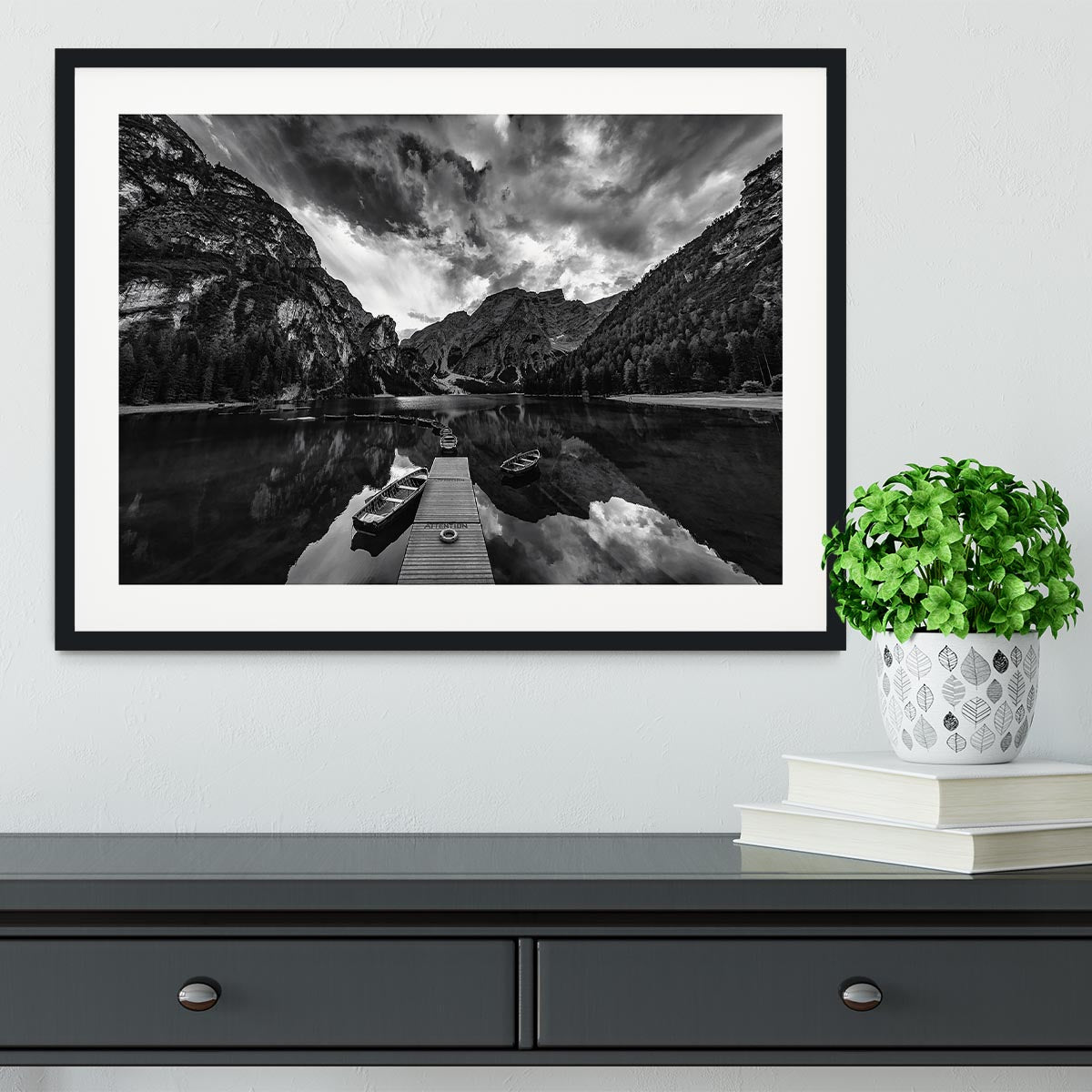 Braies' Shades Of Grey Framed Print - Canvas Art Rocks - 1