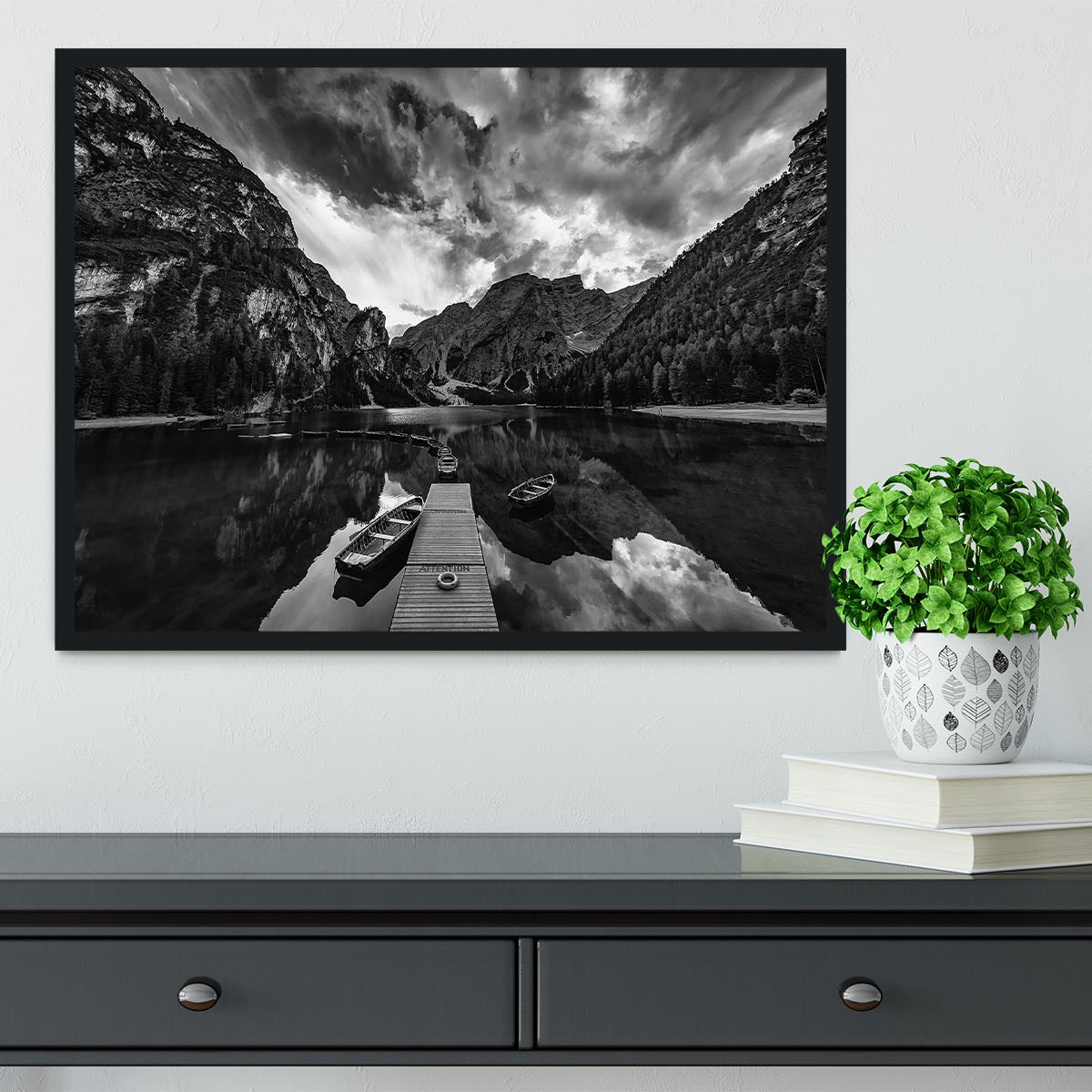 Braies' Shades Of Grey Framed Print - Canvas Art Rocks - 2