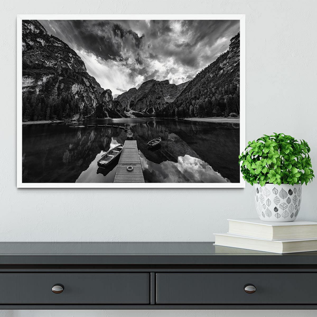 Braies' Shades Of Grey Framed Print - Canvas Art Rocks -6