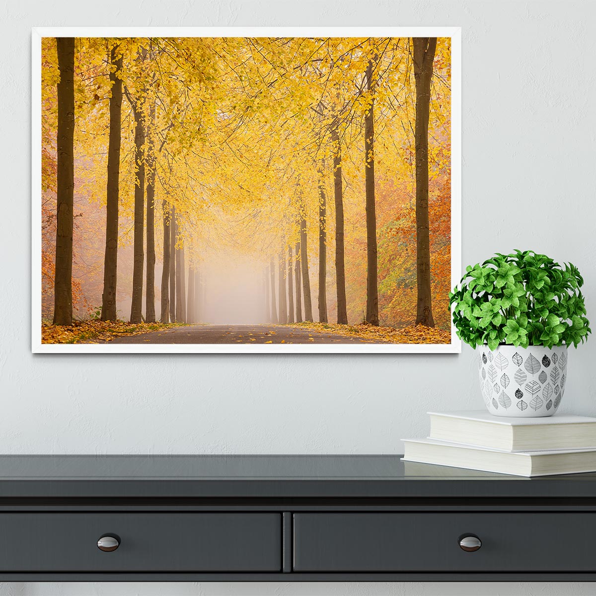 Autumn Road Framed Print - Canvas Art Rocks -6