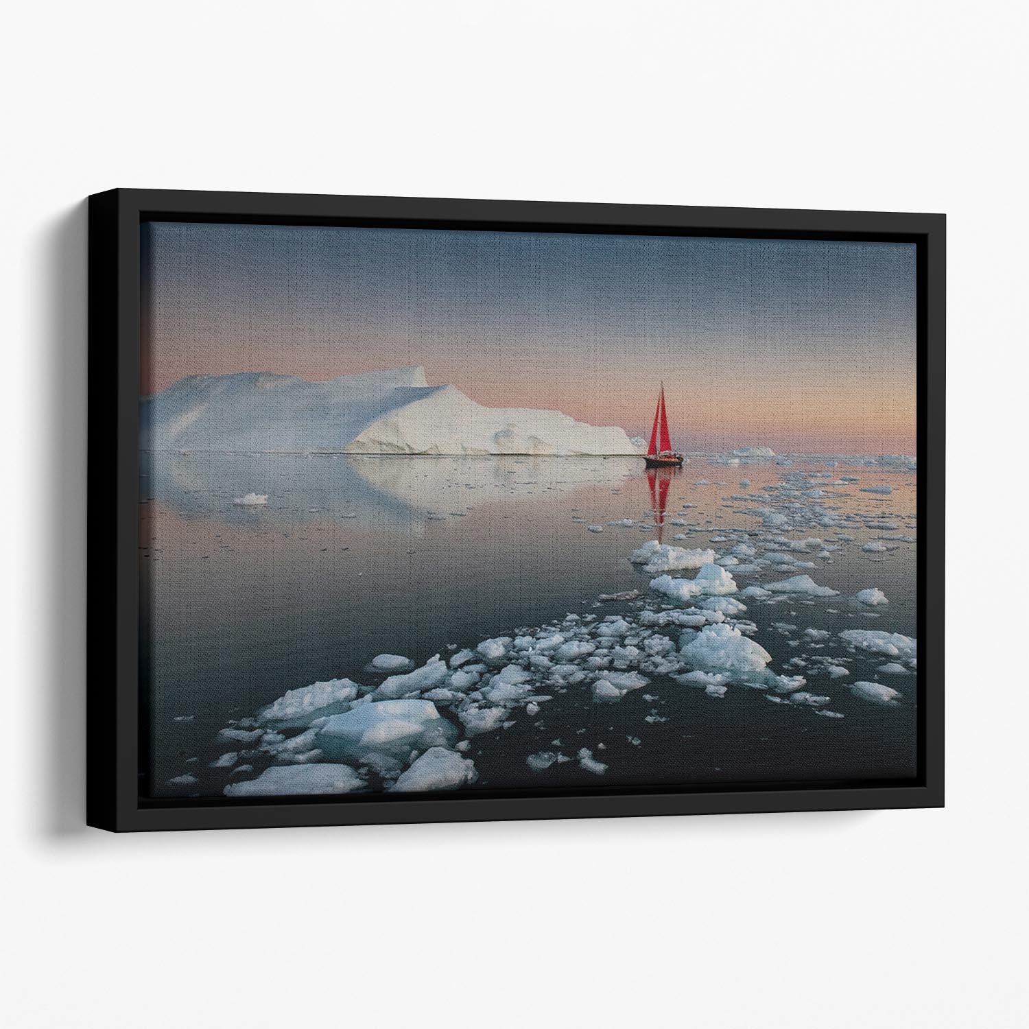 Summer Night In Greenland Floating Framed Canvas - Canvas Art Rocks - 1