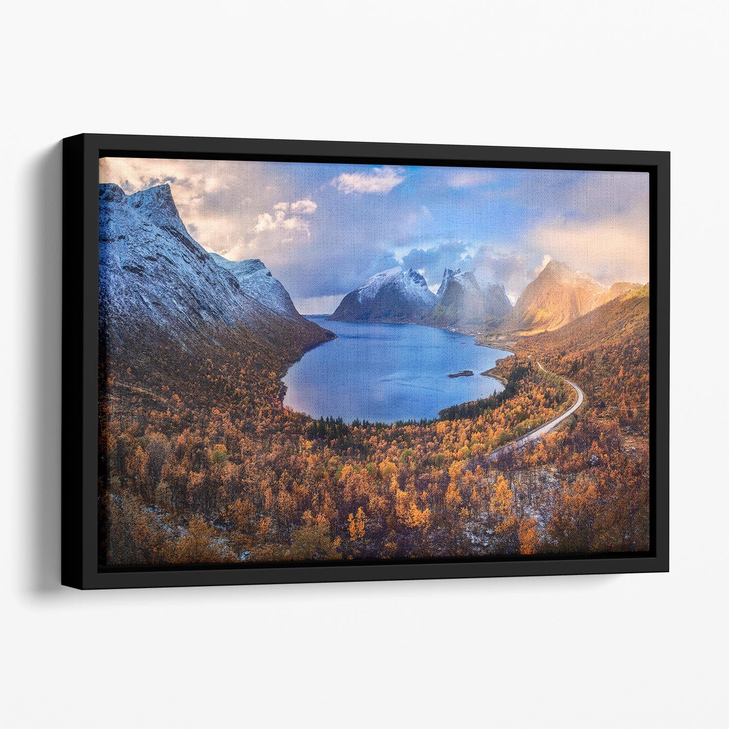 Autumn In Senja Floating Framed Canvas - Canvas Art Rocks - 1