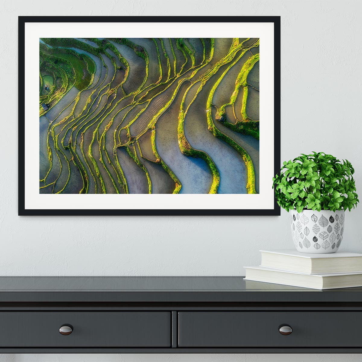 Terraced Fields Framed Print - Canvas Art Rocks - 1