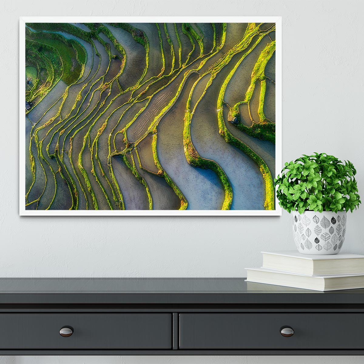 Terraced Fields Framed Print - Canvas Art Rocks -6