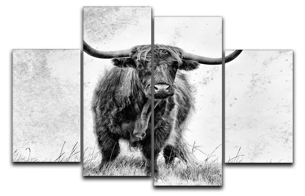 Highland Cow 4 Split Panel Canvas - Canvas Art Rocks - 1