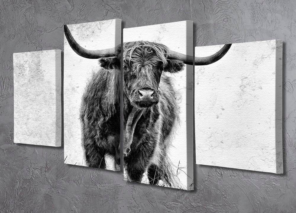 Highland Cow 4 Split Panel Canvas - Canvas Art Rocks - 2