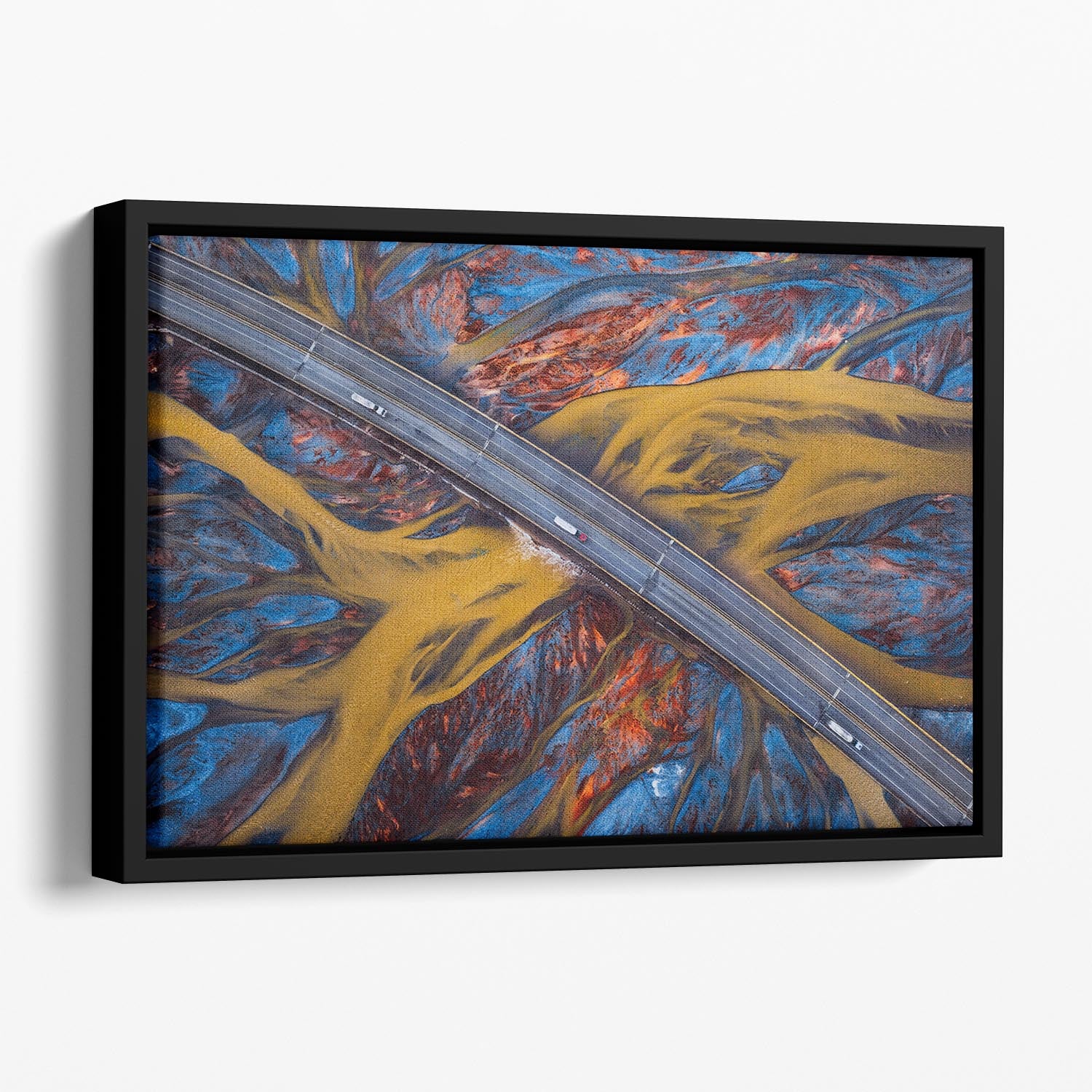 Above The Colorful River Floating Framed Canvas - Canvas Art Rocks - 1