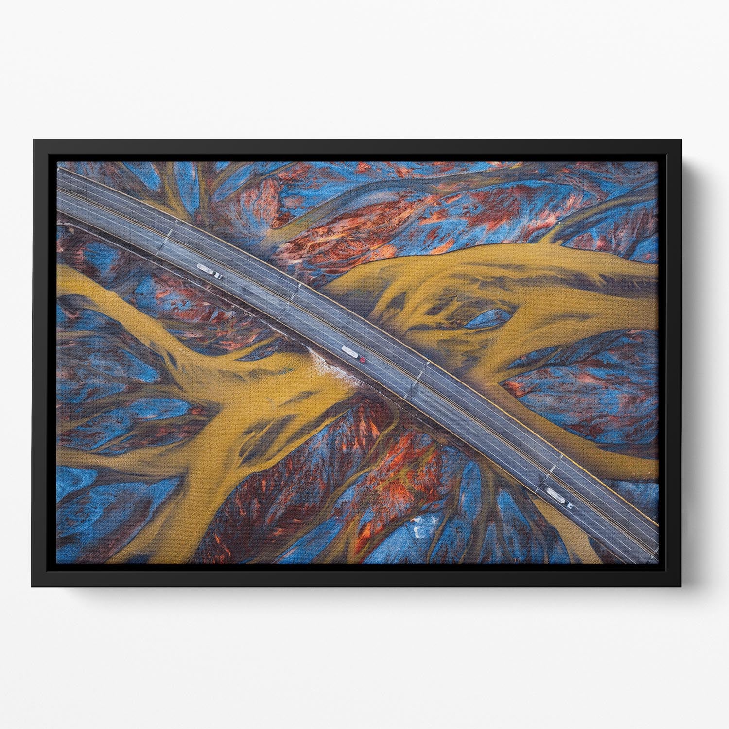 Above The Colorful River Floating Framed Canvas - Canvas Art Rocks - 2