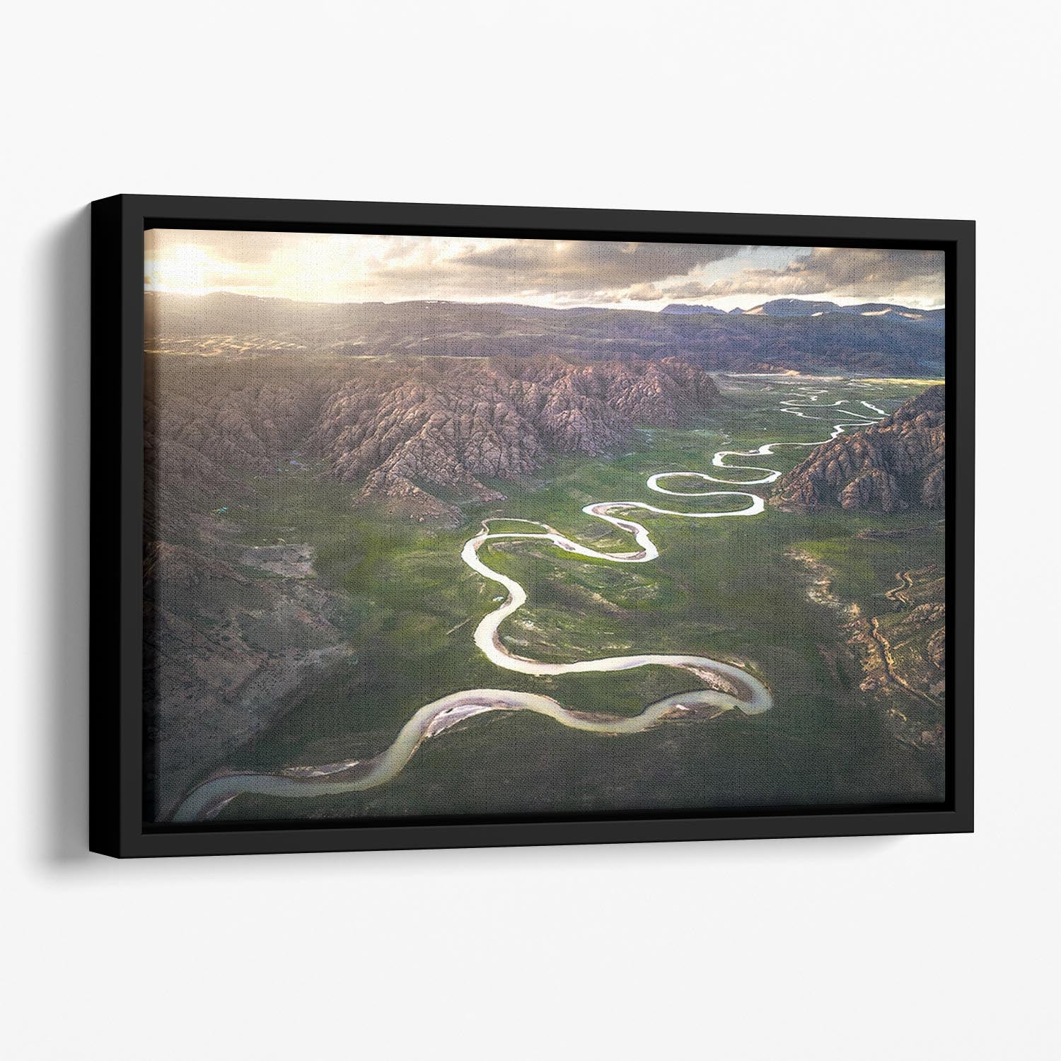 Eighteen Bends Of Waterway Floating Framed Canvas - Canvas Art Rocks - 1