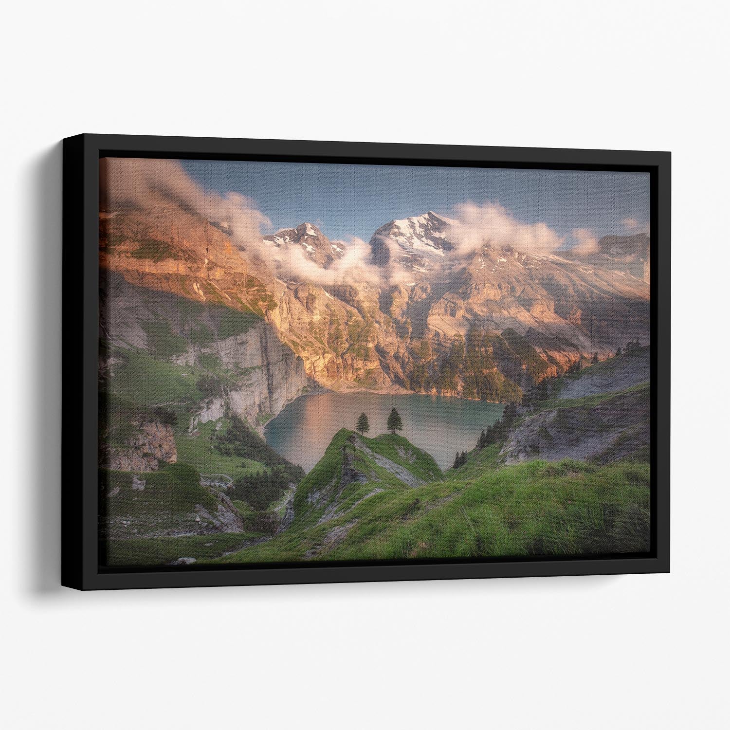 Oeschinensee Floating Framed Canvas - Canvas Art Rocks - 1