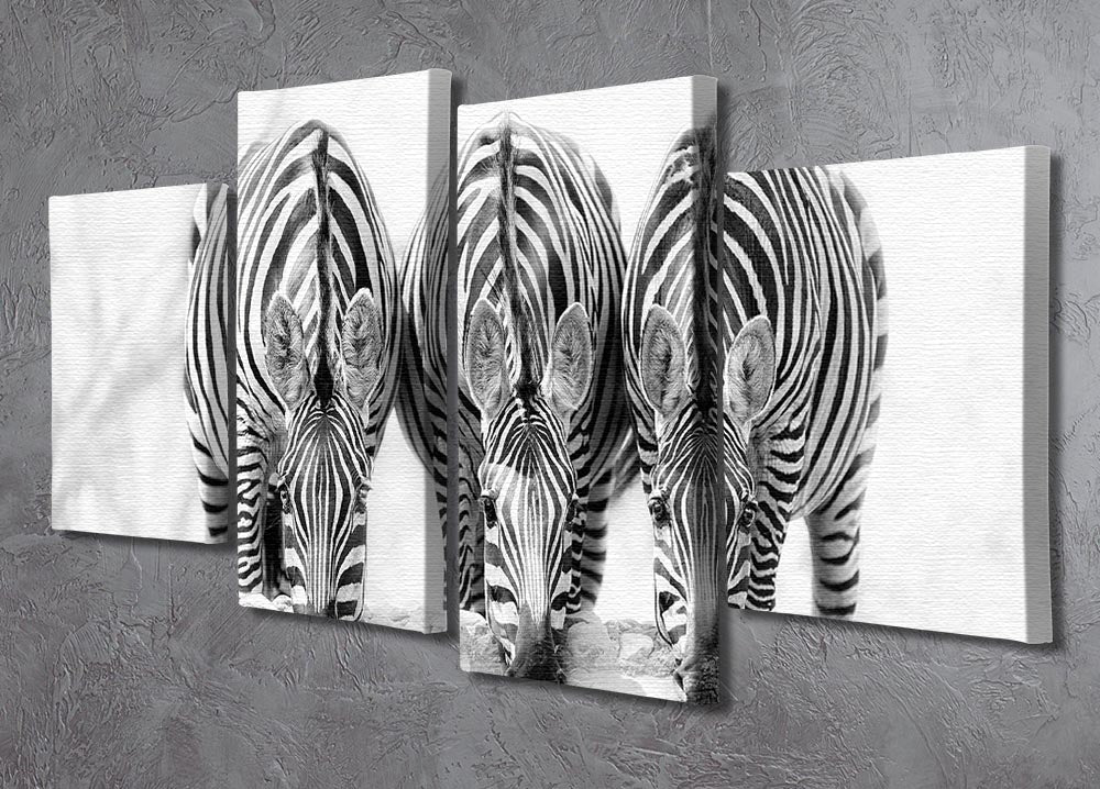 Zebras Drinking 4 Split Panel Canvas - Canvas Art Rocks - 2