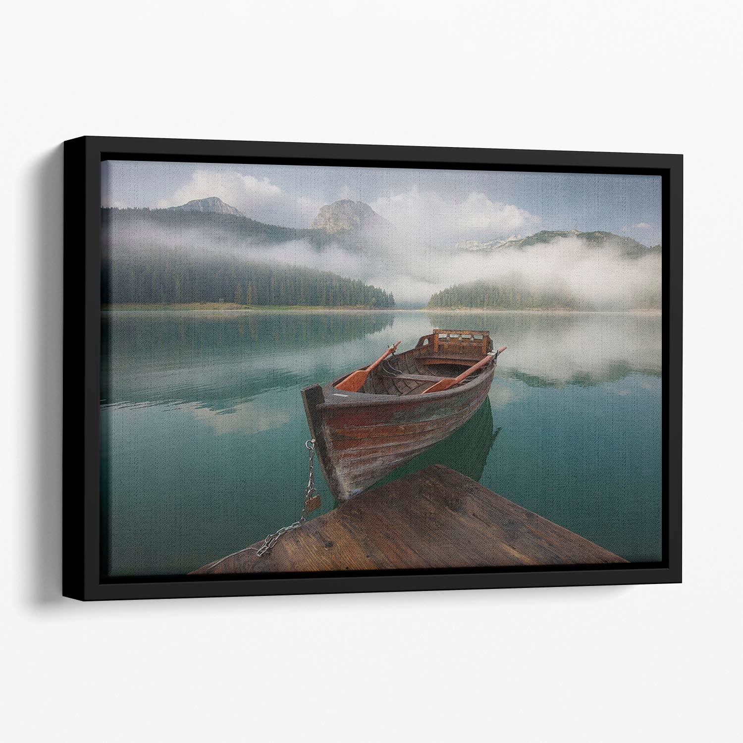 Black Lake Floating Framed Canvas - Canvas Art Rocks - 1