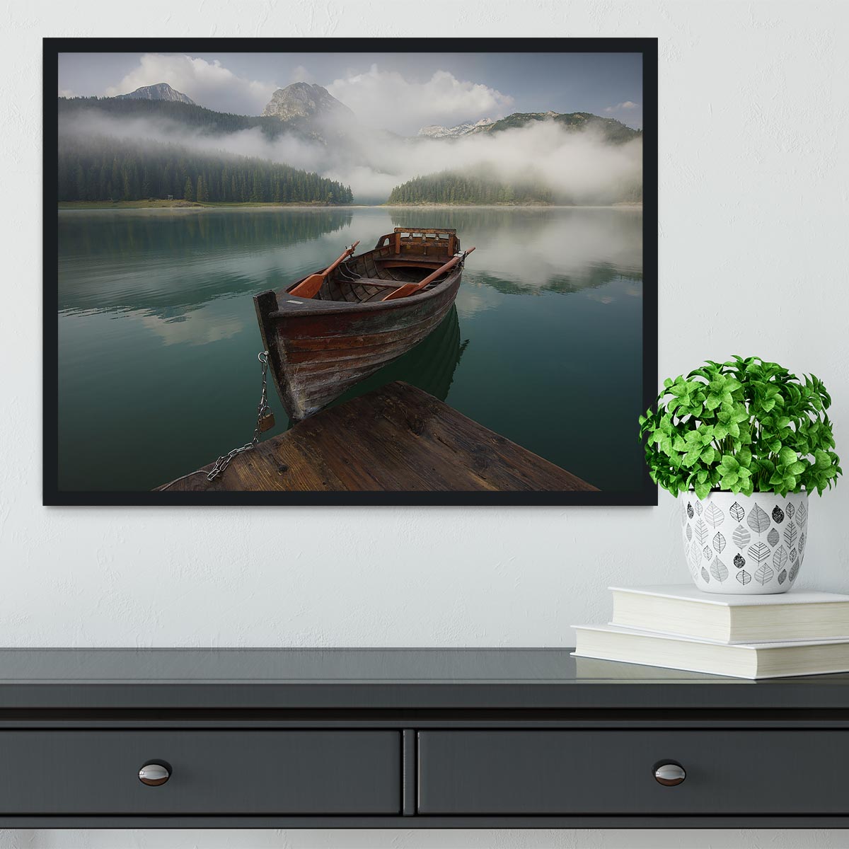 Black Lake Framed Print - Canvas Art Rocks - 2