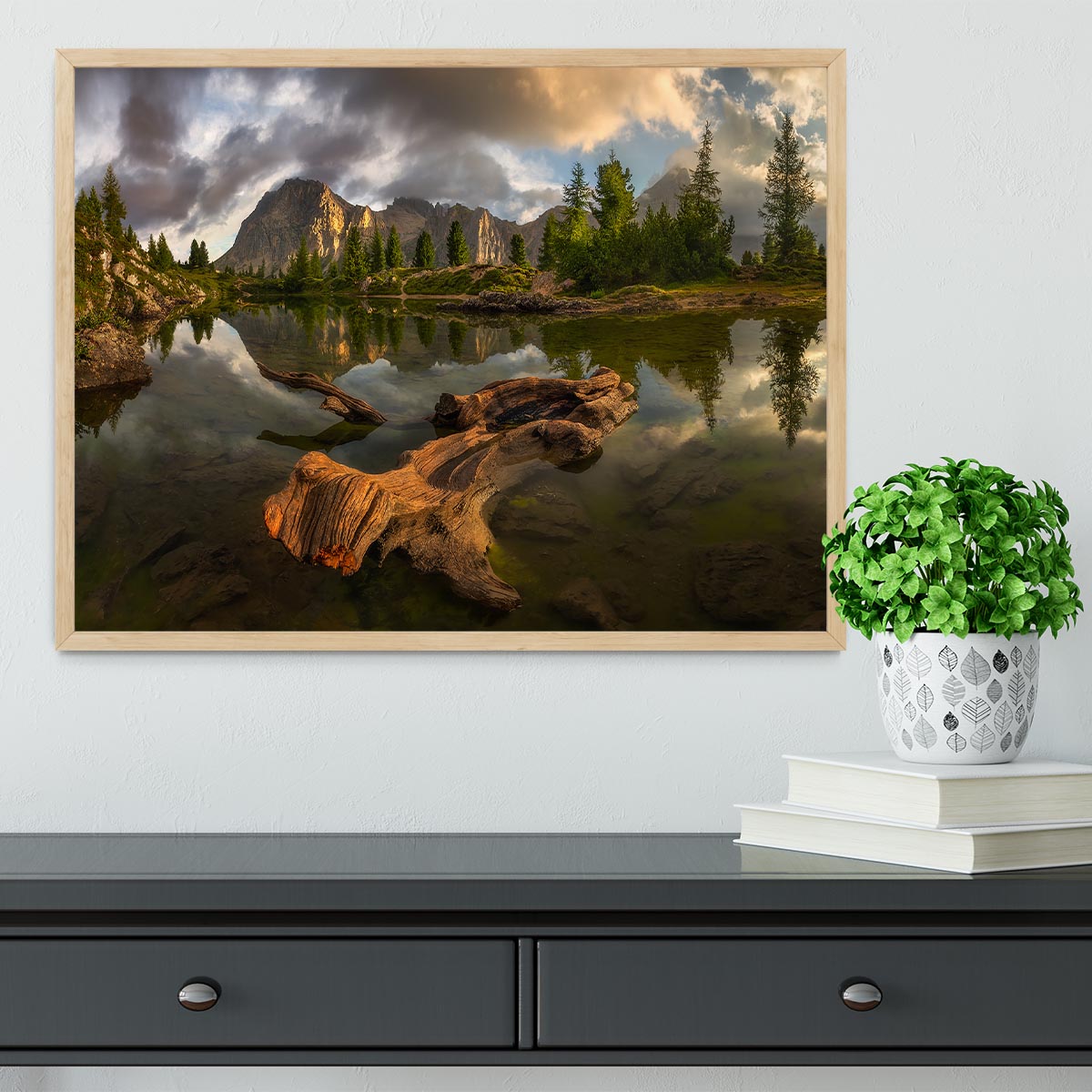 Water Reflection Landscape Framed Print - Canvas Art Rocks - 4