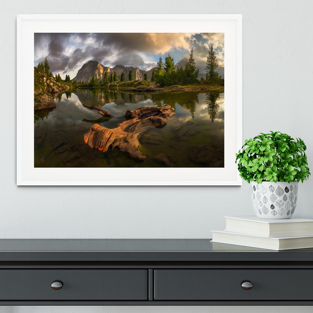 Water Reflection Landscape Framed Print - Canvas Art Rocks - 5