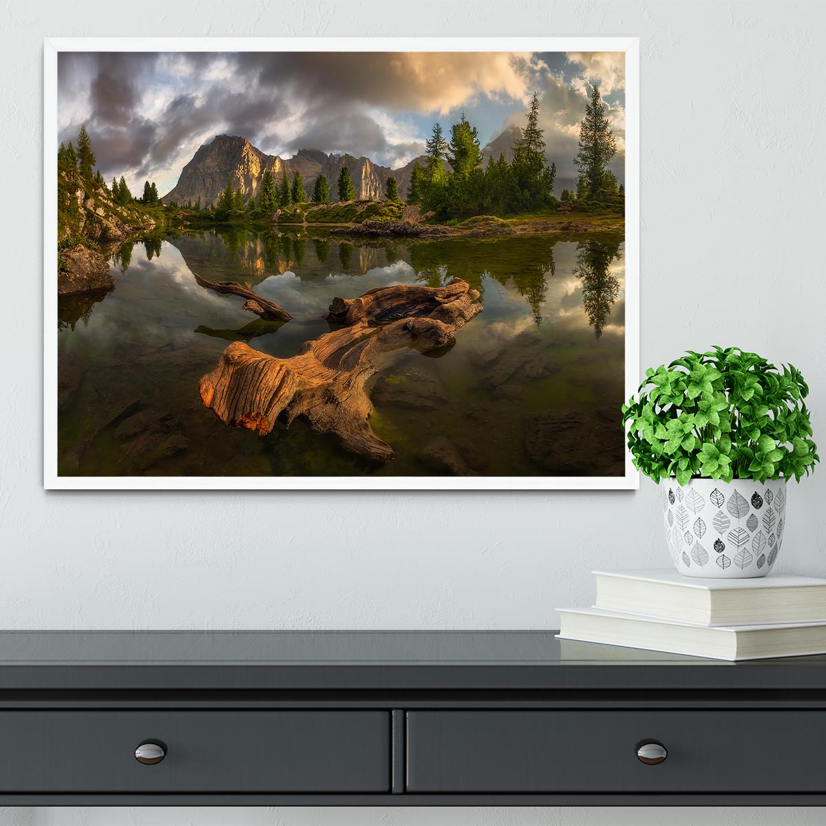 Water Reflection Landscape Framed Print - Canvas Art Rocks -6