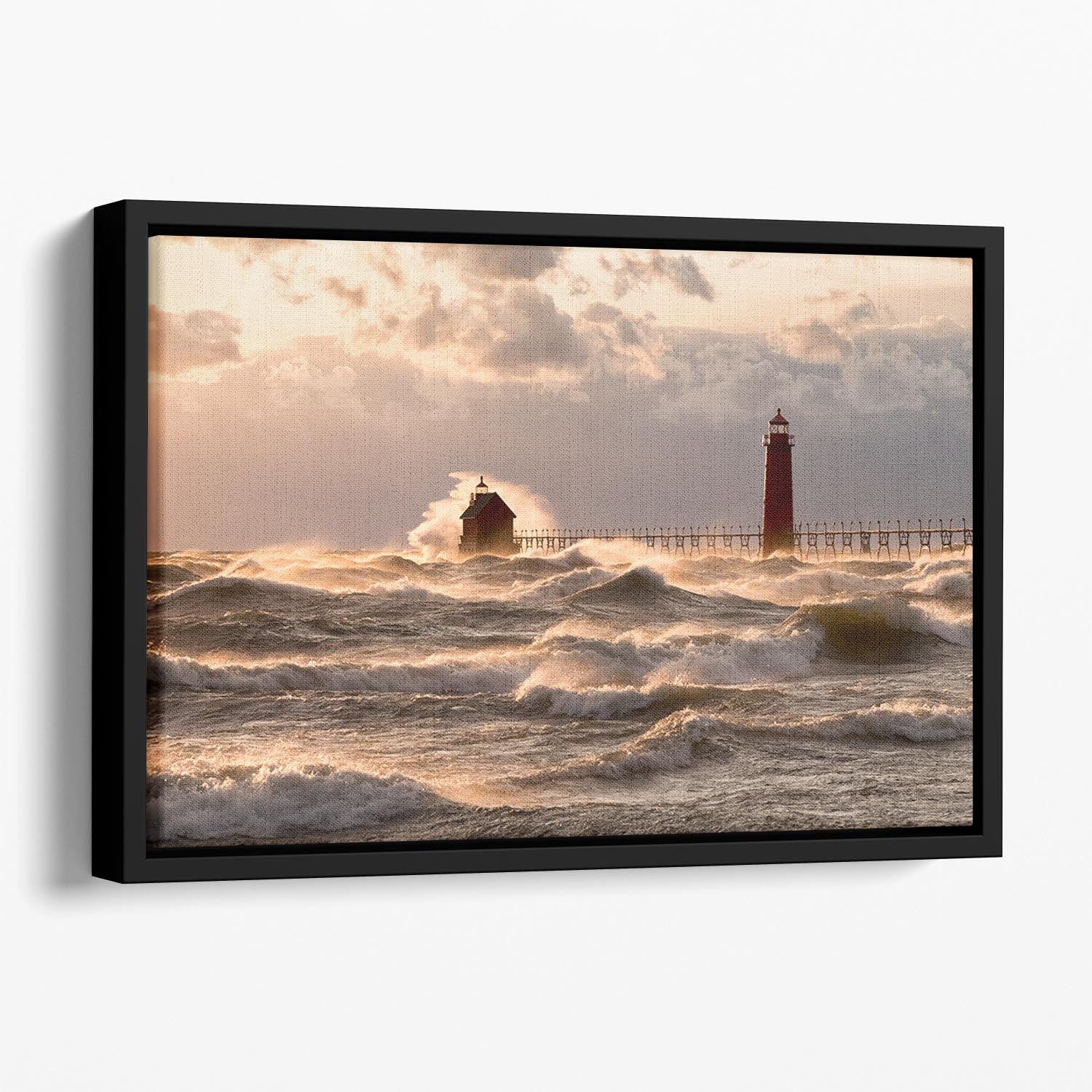 Raging Lake Floating Framed Canvas - Canvas Art Rocks - 1