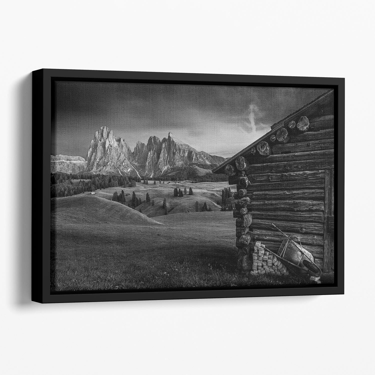 Lodge In Alpe Di Siusi Floating Framed Canvas - Canvas Art Rocks - 1