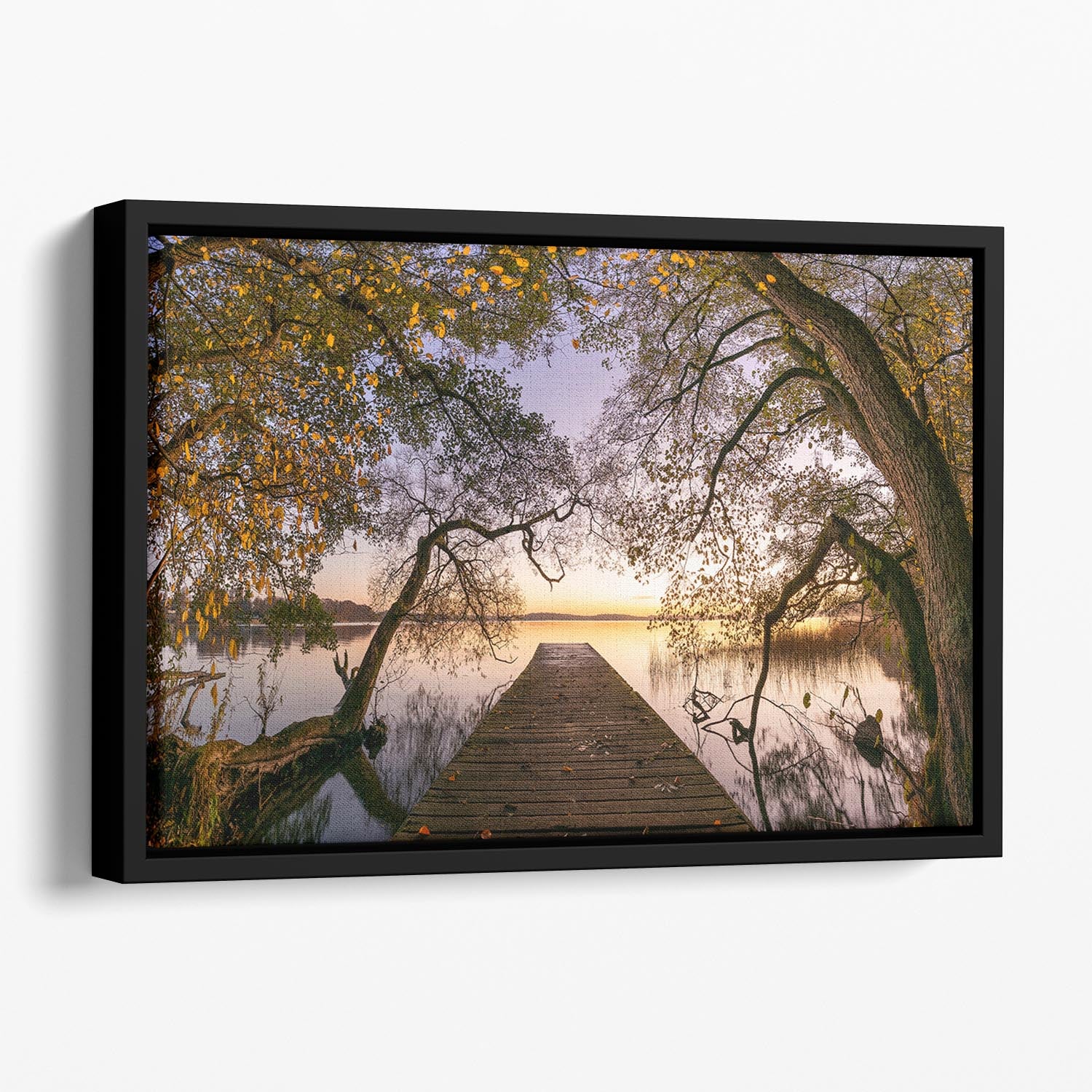 Autumn Pier Floating Framed Canvas - Canvas Art Rocks - 1