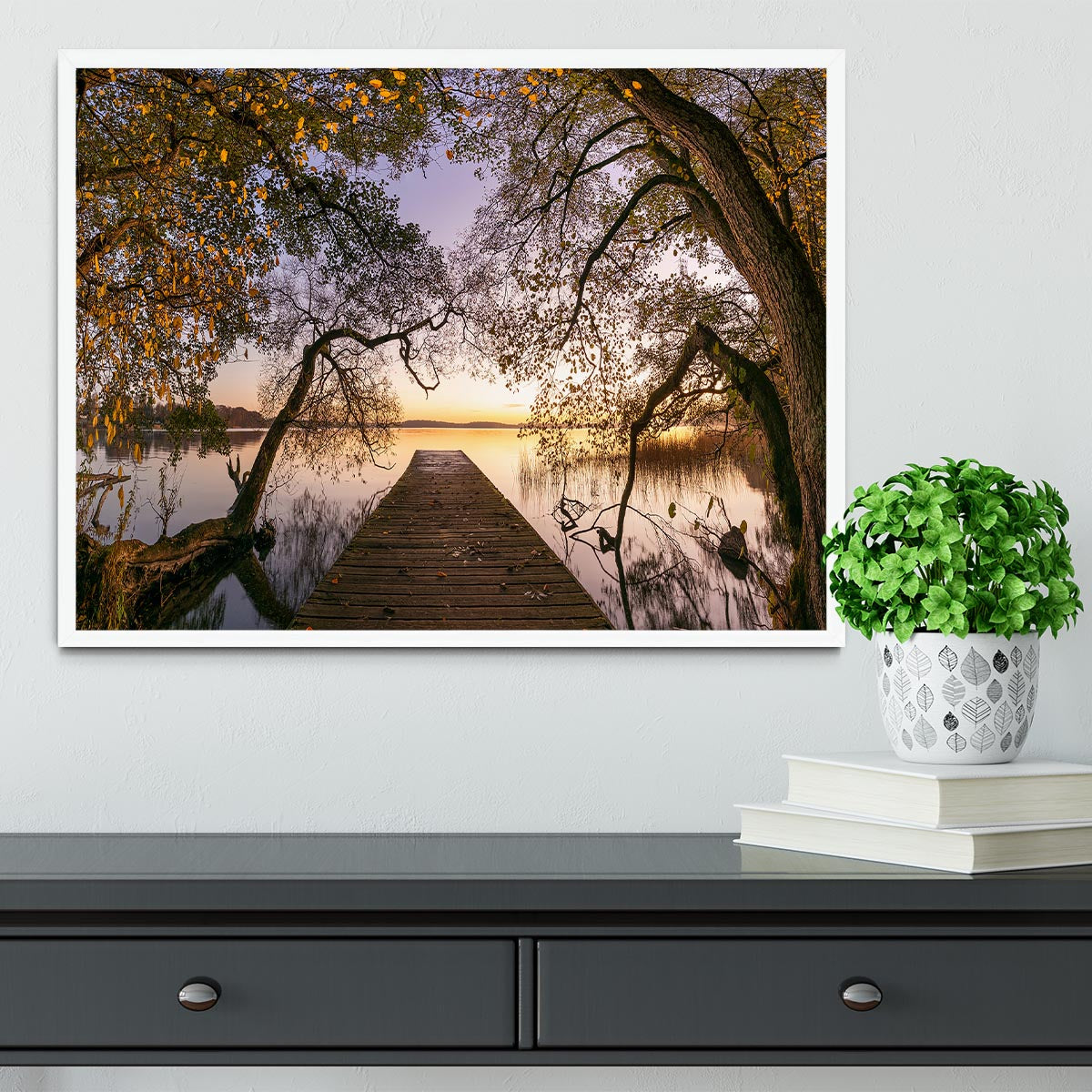 Autumn Pier Framed Print - Canvas Art Rocks -6