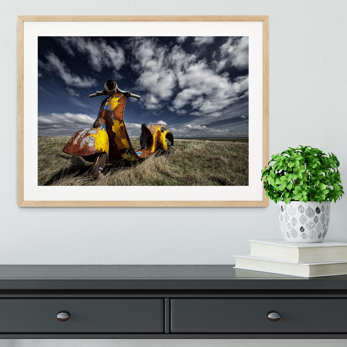 Yellow Scooter Framed Print - Canvas Art Rocks - 3