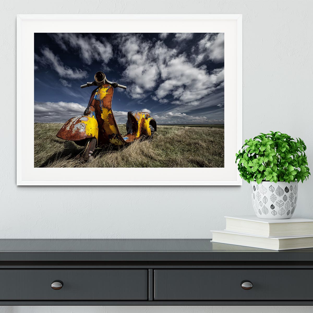 Yellow Scooter Framed Print - Canvas Art Rocks - 5