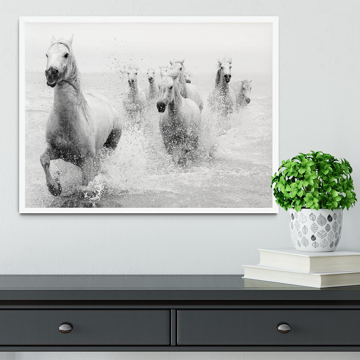 Slashing Horses Framed Print - Canvas Art Rocks -6