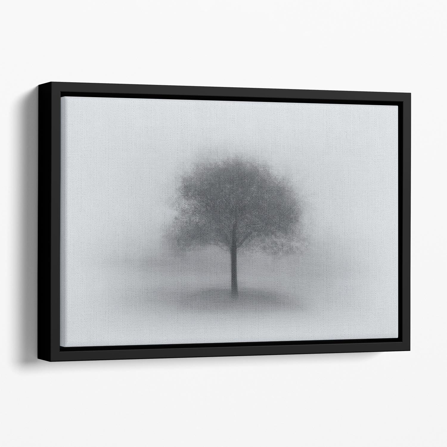 Tree In Fog Floating Framed Canvas - Canvas Art Rocks - 1