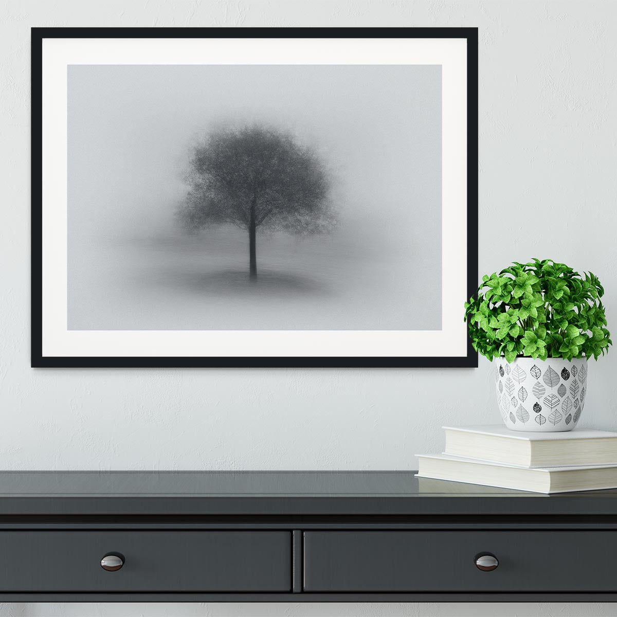 Tree In Fog Framed Print - Canvas Art Rocks - 1