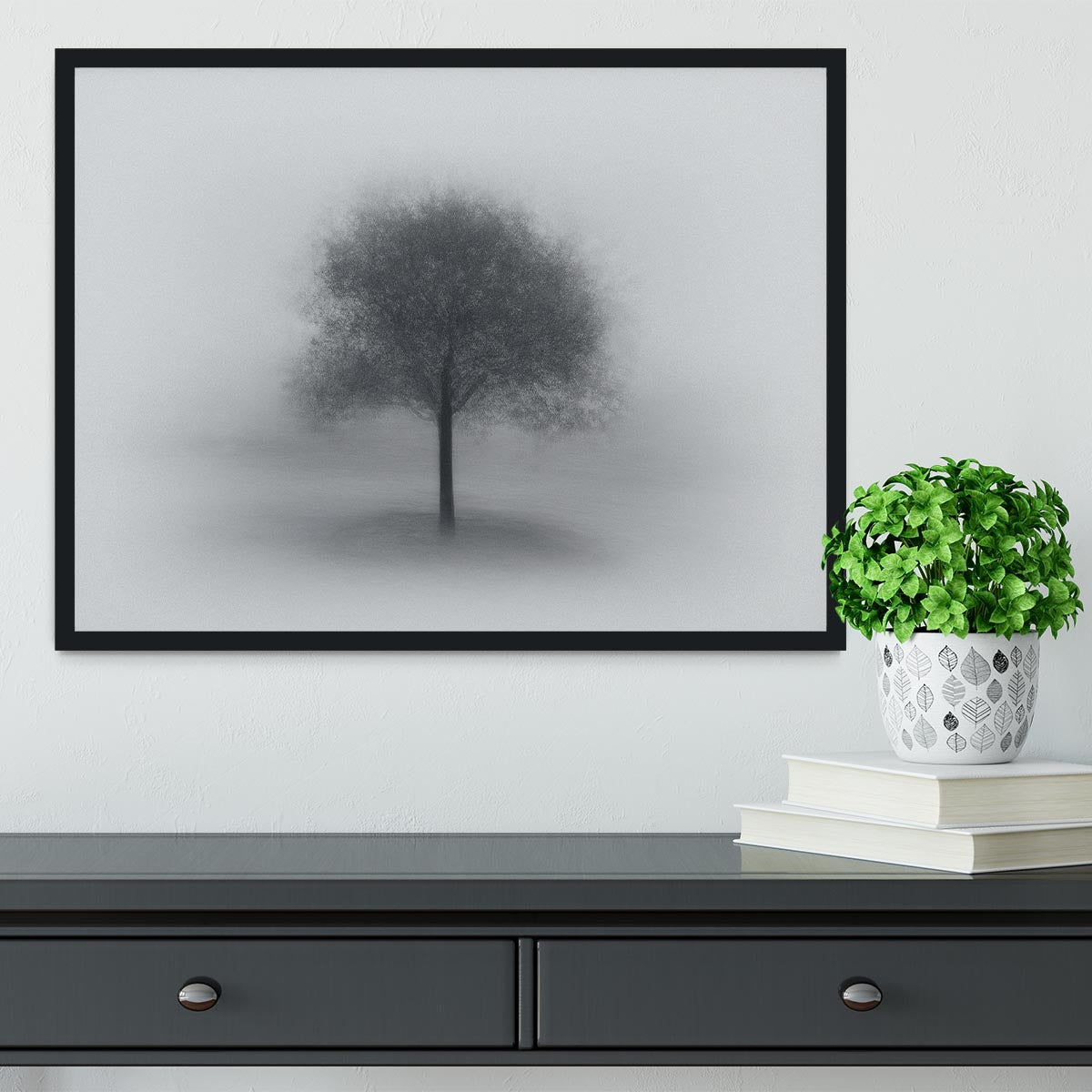 Tree In Fog Framed Print - Canvas Art Rocks - 2