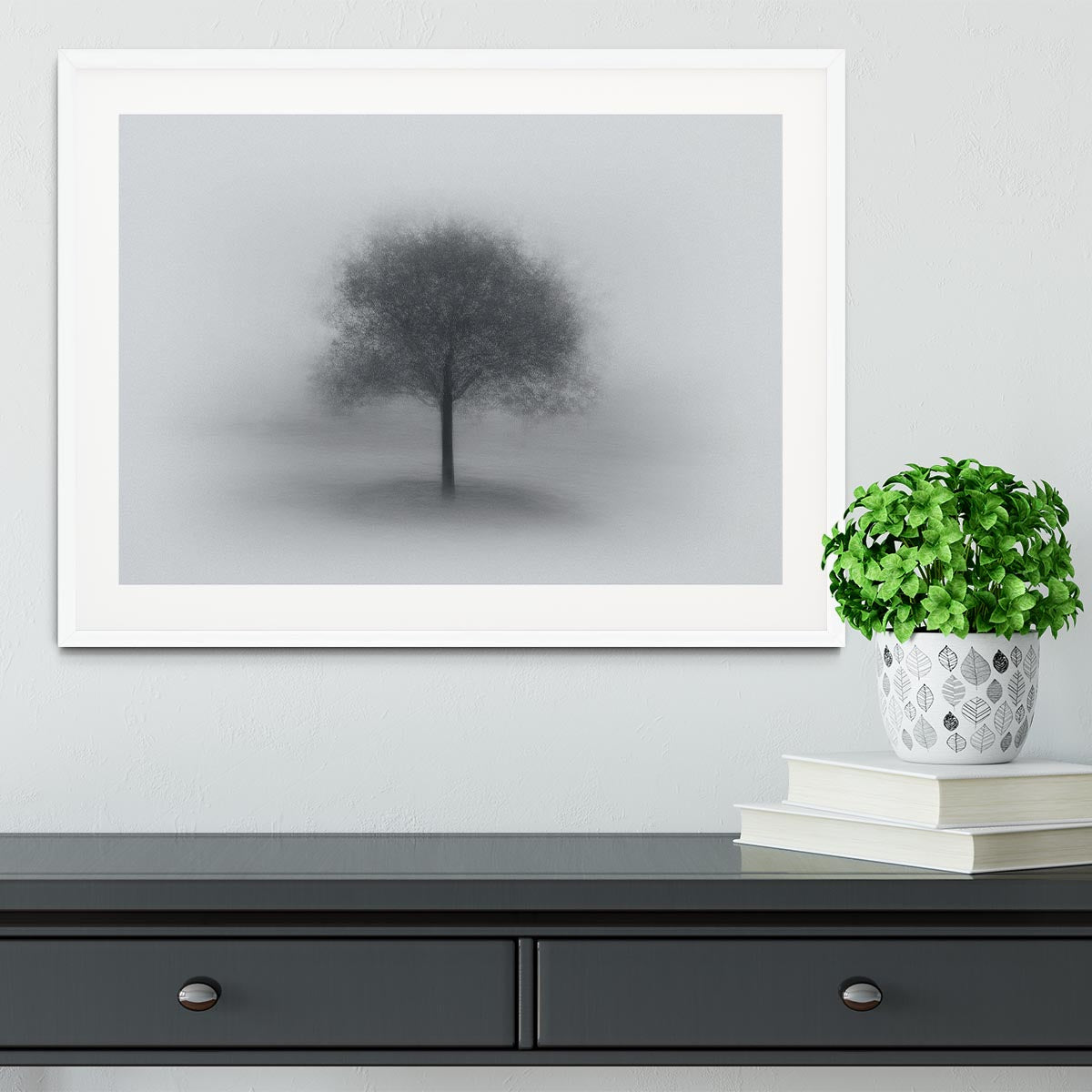 Tree In Fog Framed Print - Canvas Art Rocks - 5