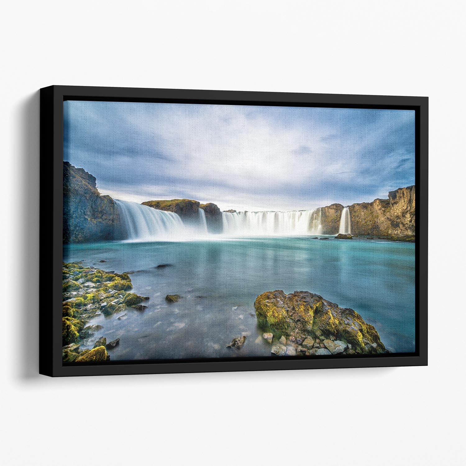 Godafoss Floating Framed Canvas - Canvas Art Rocks - 1