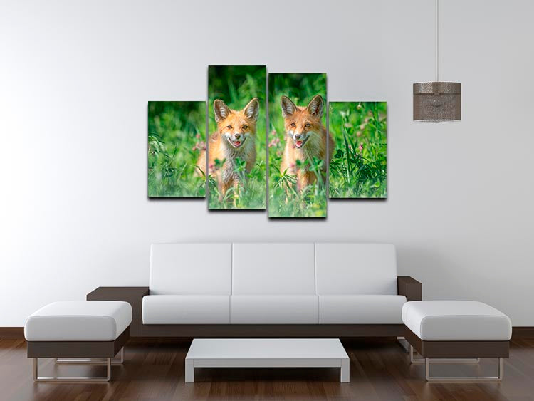 Foxes In Sprint 4 Split Panel Canvas - Canvas Art Rocks - 3