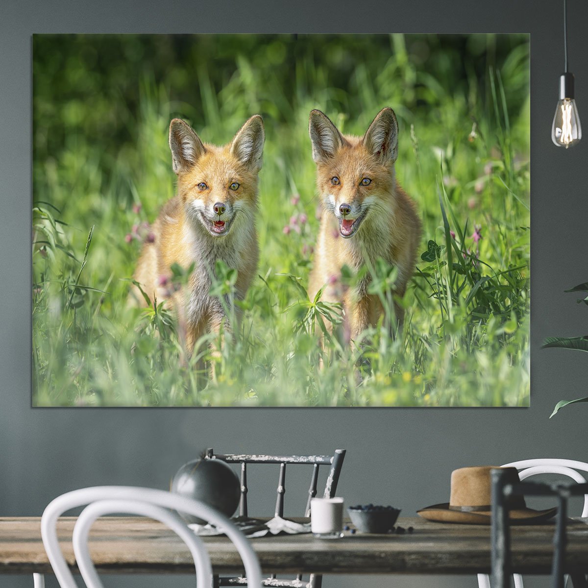 Foxes In Sprint Canvas Print or Poster - Canvas Art Rocks - 3