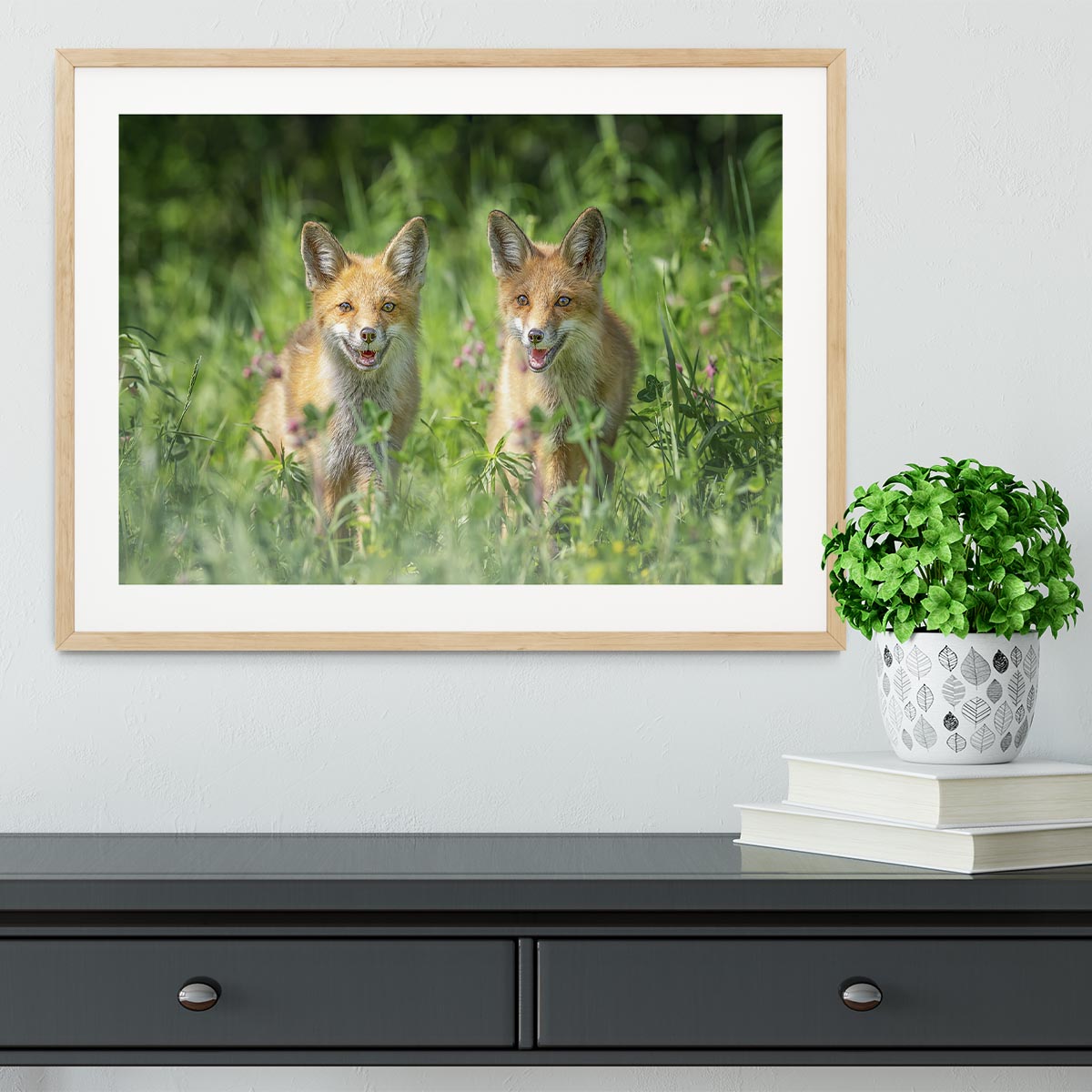 Foxes In Sprint Framed Print - Canvas Art Rocks - 3