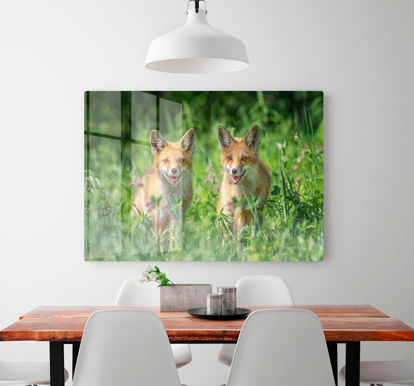 Foxes In Sprint HD Metal Print - Canvas Art Rocks - 2