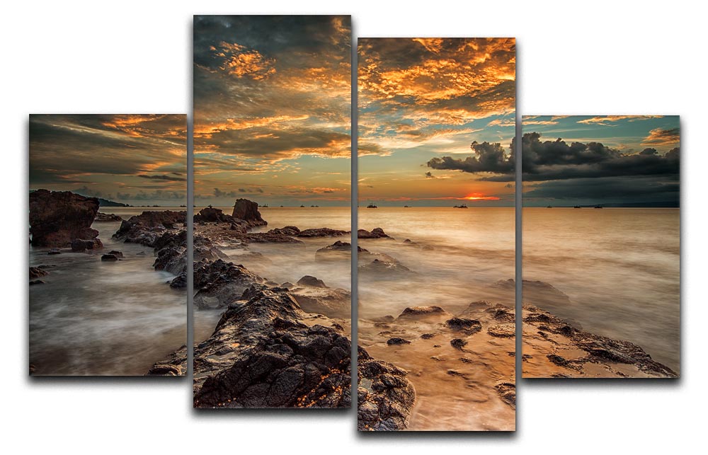 Angry Beach 4 Split Panel Canvas - Canvas Art Rocks - 1