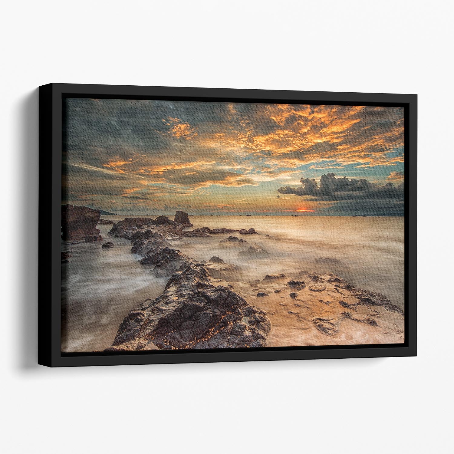 Angry Beach Floating Framed Canvas - Canvas Art Rocks - 1