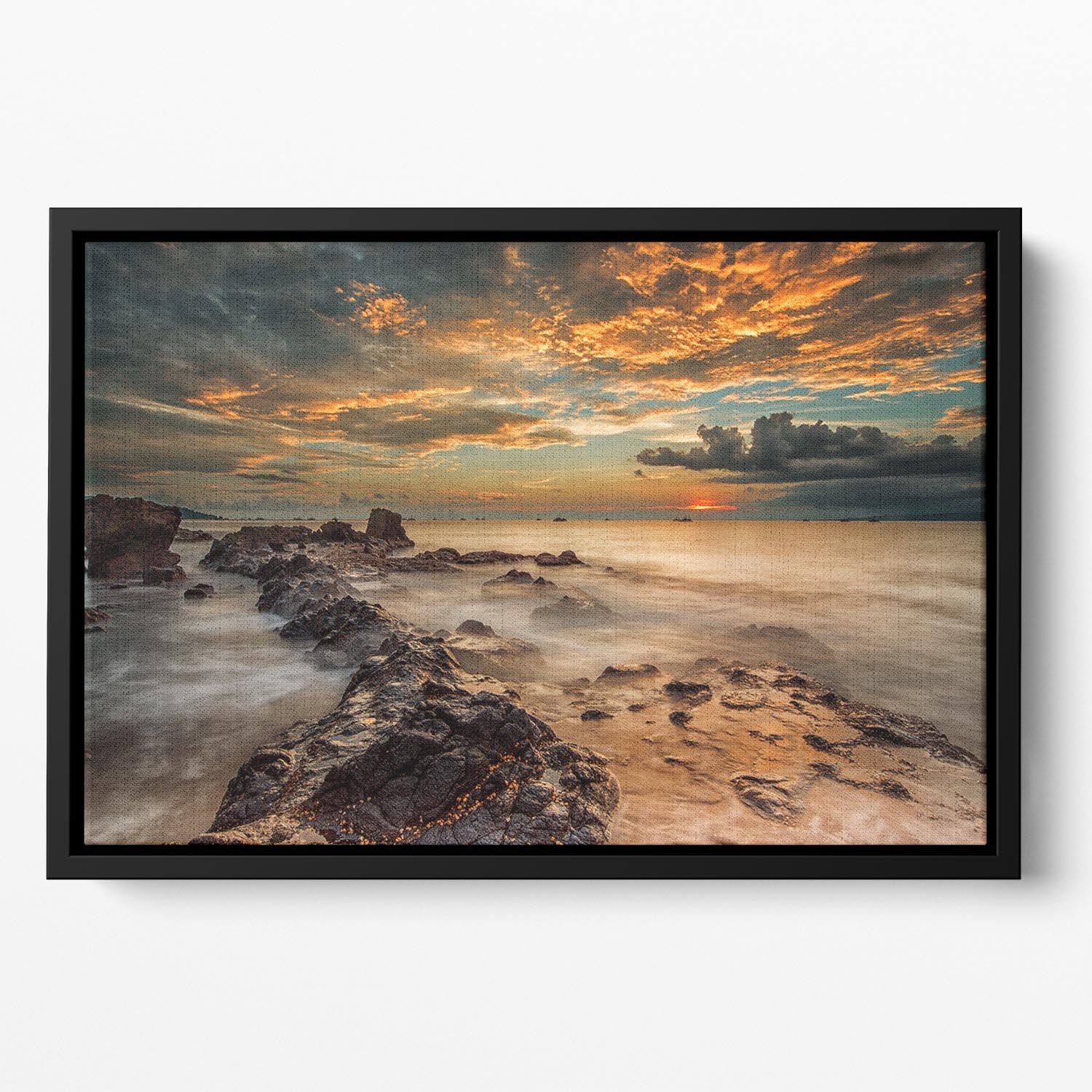 Angry Beach Floating Framed Canvas - Canvas Art Rocks - 2