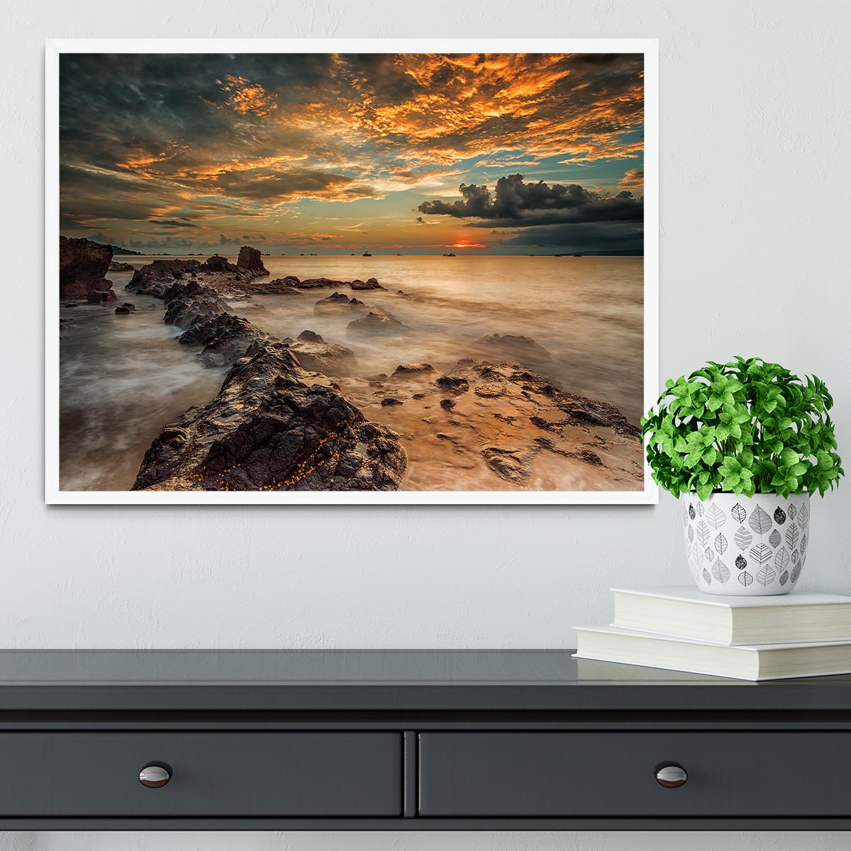 Angry Beach Framed Print - Canvas Art Rocks -6