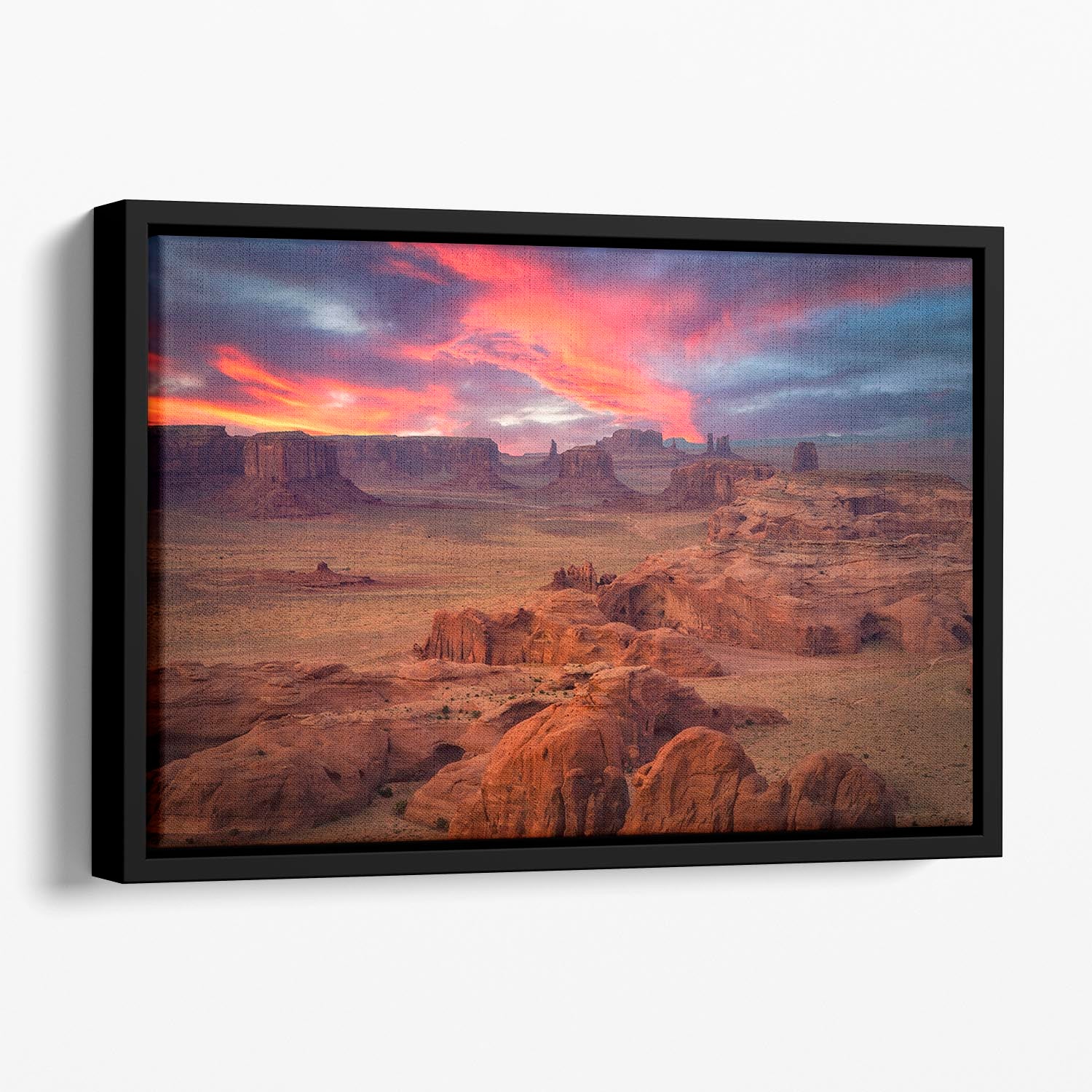 Hunts Mesa Floating Framed Canvas - Canvas Art Rocks - 1