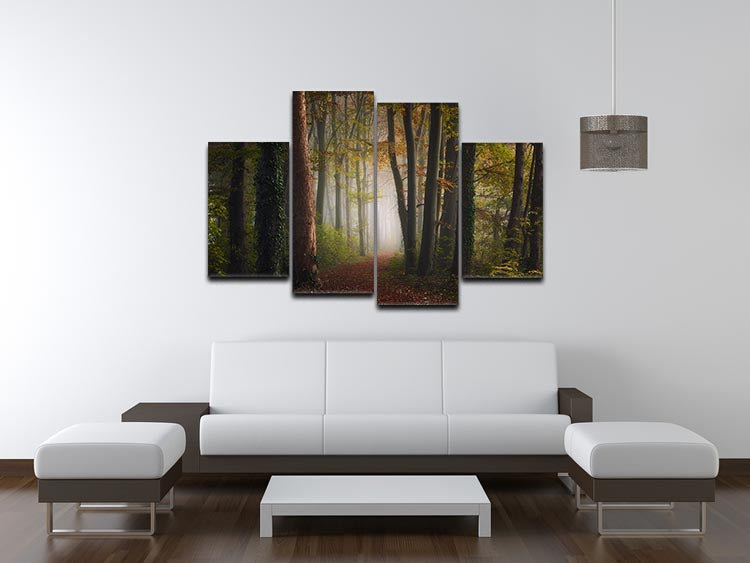 Autumn Colorful Forest 4 Split Panel Canvas - Canvas Art Rocks - 3
