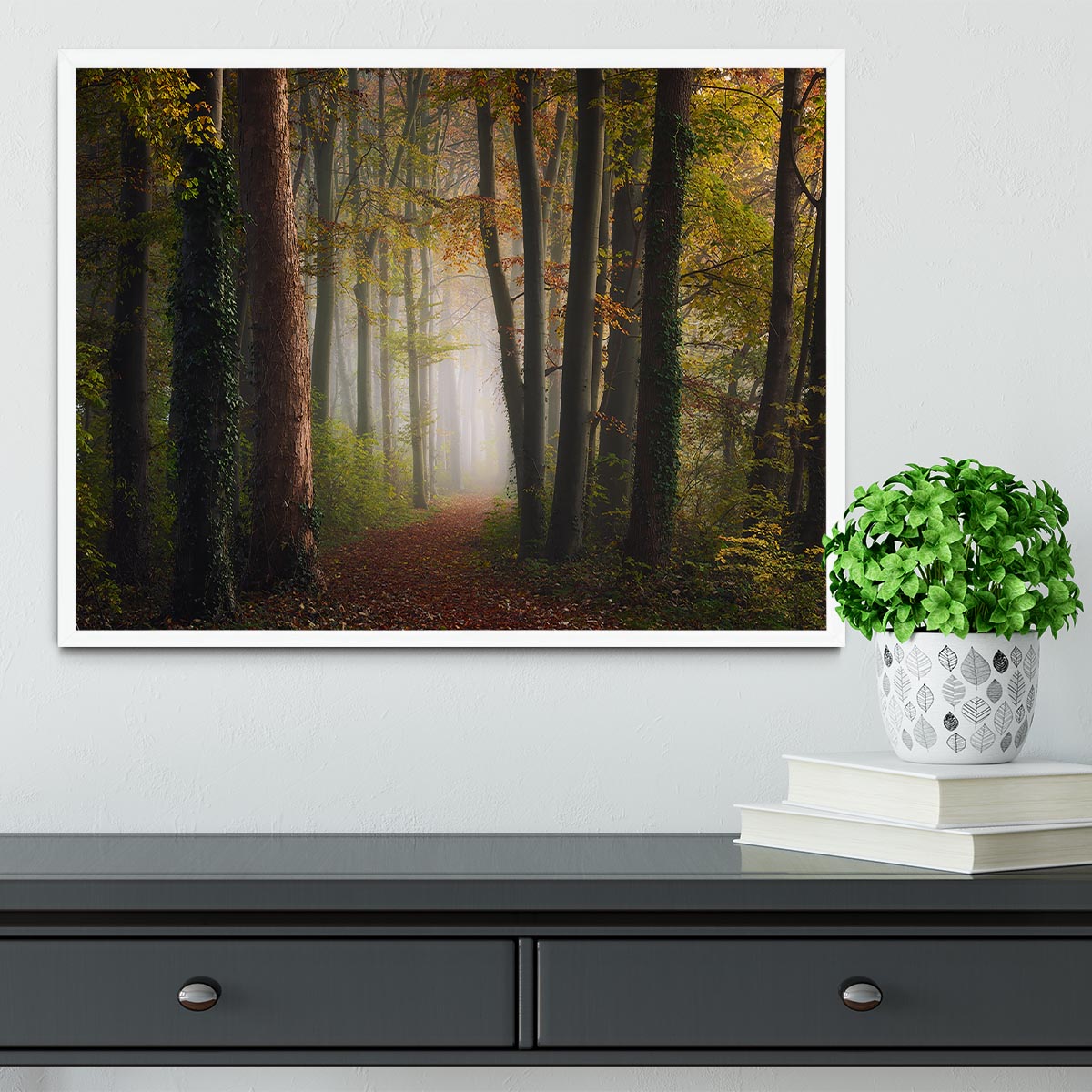 Autumn Colorful Forest Framed Print - Canvas Art Rocks -6