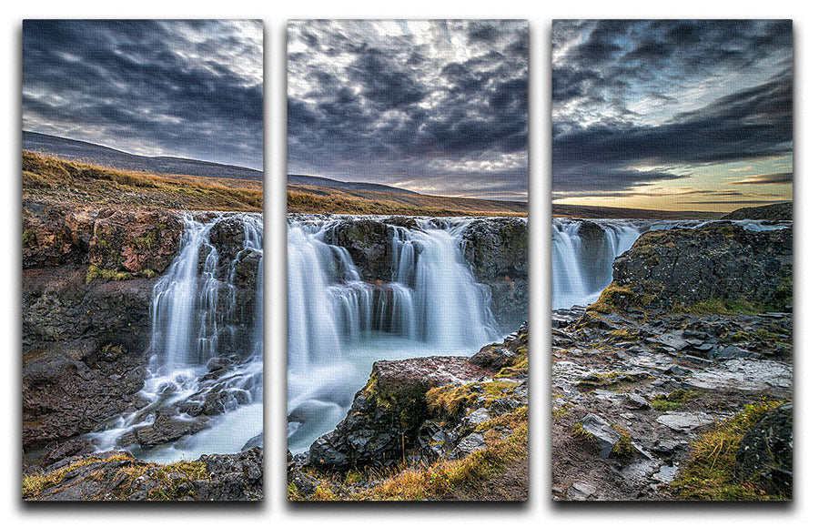 Unknown Falls In Iceland 3 Split Panel Canvas Print - Canvas Art Rocks - 1