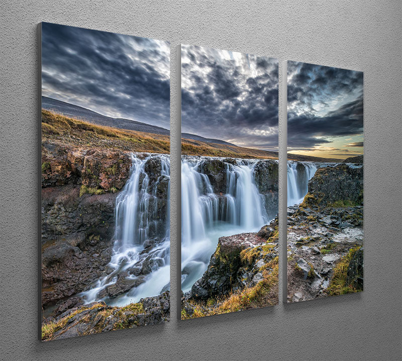 Unknown Falls In Iceland 3 Split Panel Canvas Print - Canvas Art Rocks - 2
