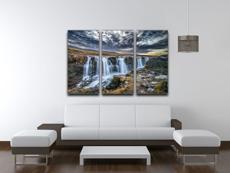 Unknown Falls In Iceland 3 Split Panel Canvas Print - Canvas Art Rocks - 3
