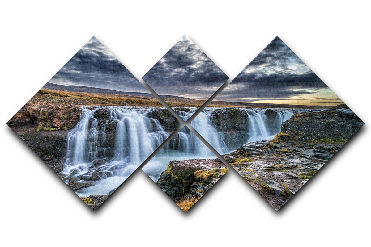 Unknown Falls In Iceland 4 Square Multi Panel Canvas - Canvas Art Rocks - 1