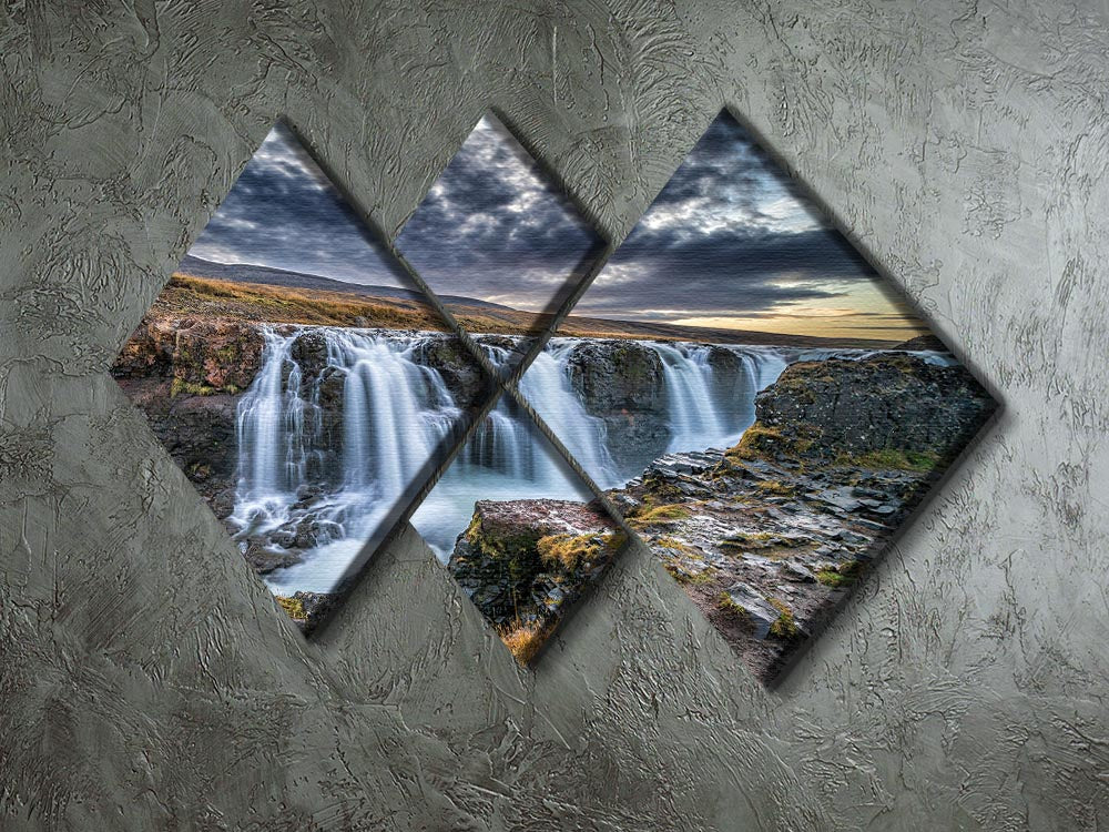 Unknown Falls In Iceland 4 Square Multi Panel Canvas - Canvas Art Rocks - 2