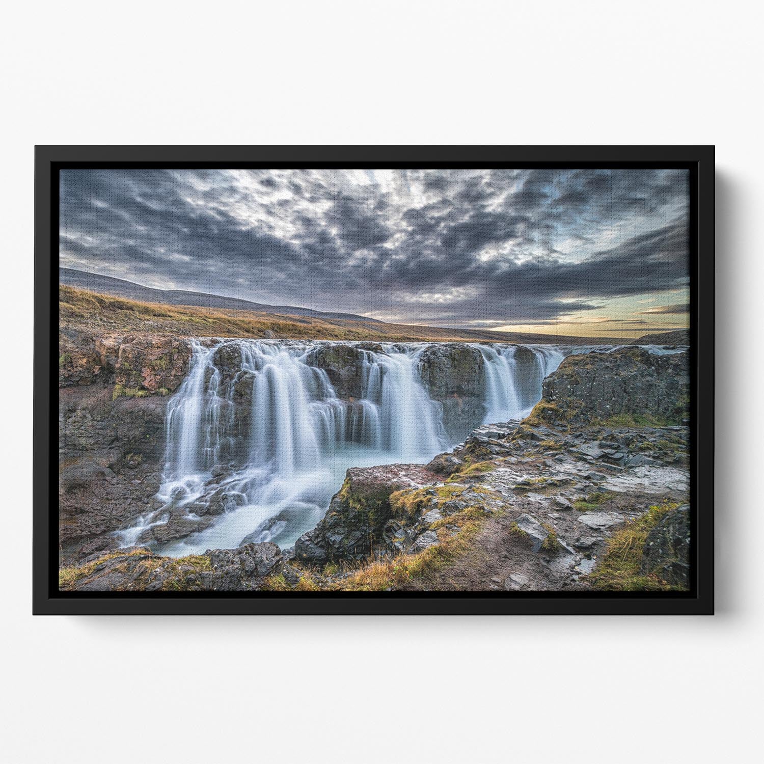 Unknown Falls In Iceland Floating Framed Canvas - Canvas Art Rocks - 2